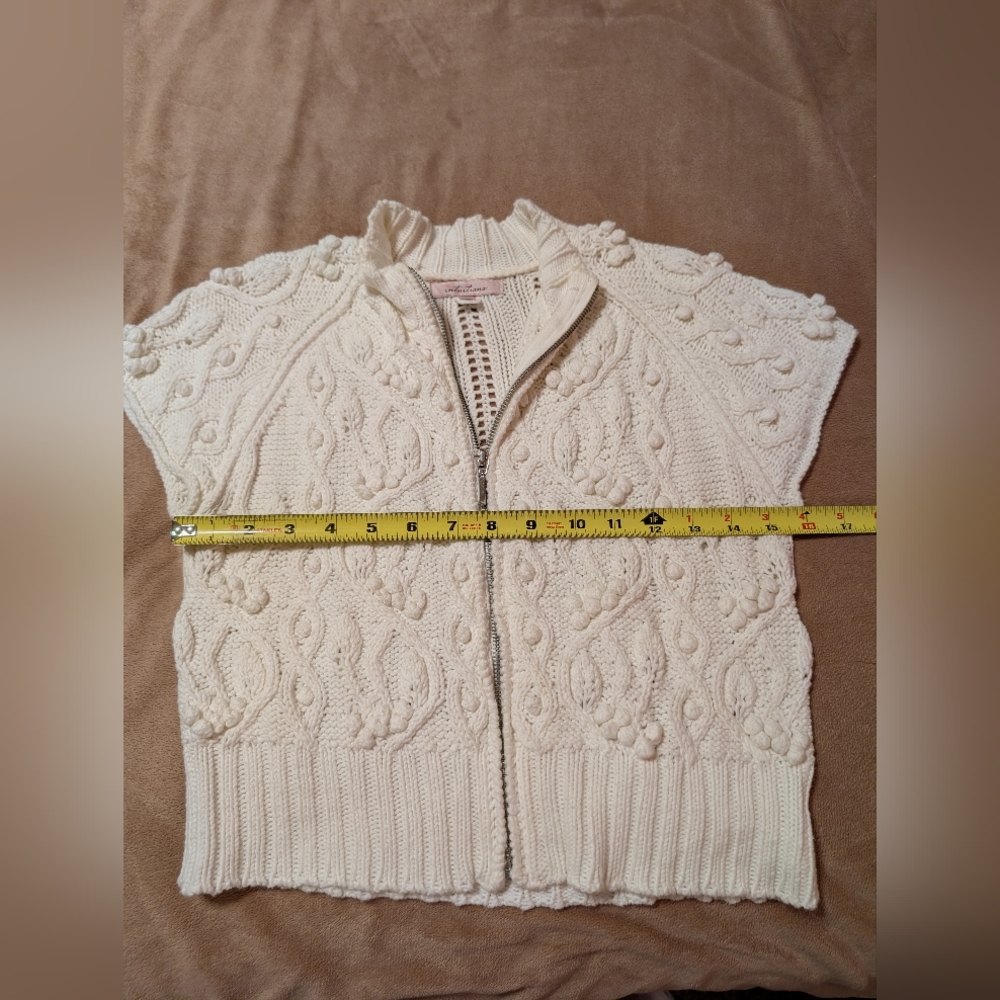 Intuitions Women's Cream Cable Knit Zipper Sweater